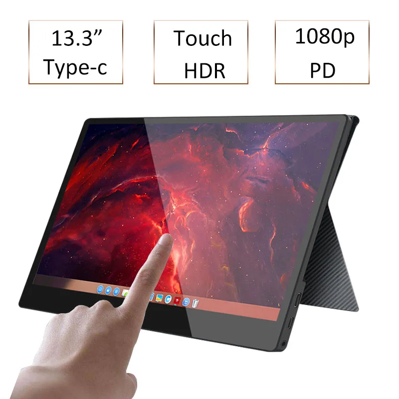 Цена 13,3 дюймов Тип C 5 в питание портативный HDR игровой сенсорный монитор с HDMI для PS4 xbox NS, ПК ноутбук Macbook Android Linux