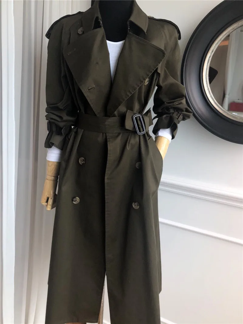 Autumn Winter Women's Casual Fashion Trench Coat Oversize Double Breasted Vintage Outwear Long Loose Trench Sashes TR19