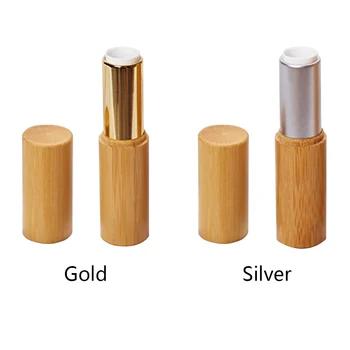 

2pcs Storage Box Makeup Tool Bamboo Cosmetics Travel Lipstick Tube DIY Reusable Caps Container Portable Empty Refillable Holder
