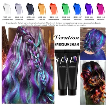 

Verntion Hair Dye Permanent Constant Not Hurt Hair Coloring Root Cover Beauty No Ammonia Type Hair Dye Cream Fashion Popular