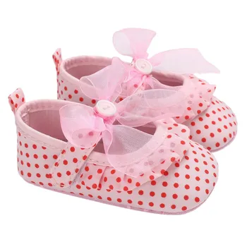 

2018 Autumn Baby Girl The First Walker Shoes Baby Dot Non-Slip Bow Soft Shoes New Comfortable Children\\'s Shoes