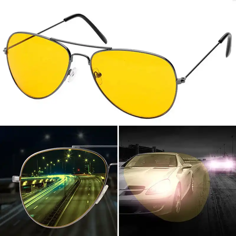 night driving vision anti glare yellow lens glasses