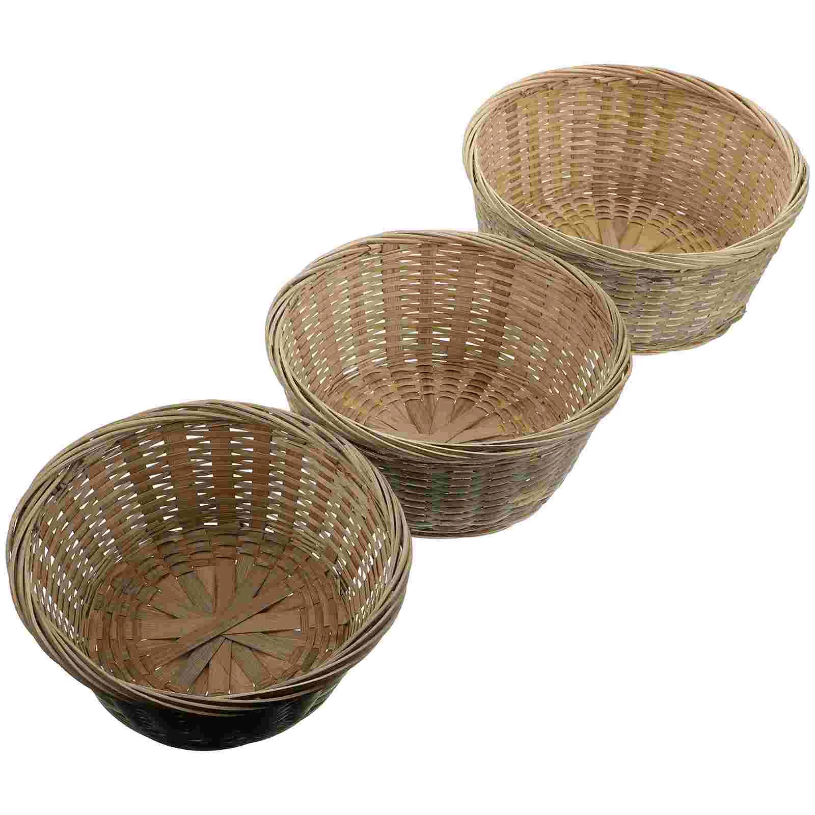 3Pcs Bamboo Baskets Food Serving Baskets Home Use Bread Baskets Kitchen