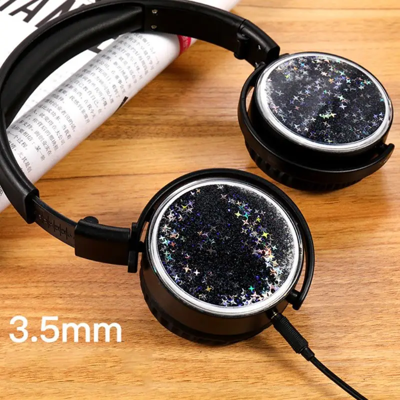 Girls Cat Ear Headset Quicksand Decor Music Sports Headphones for Kids Gifts LX9A