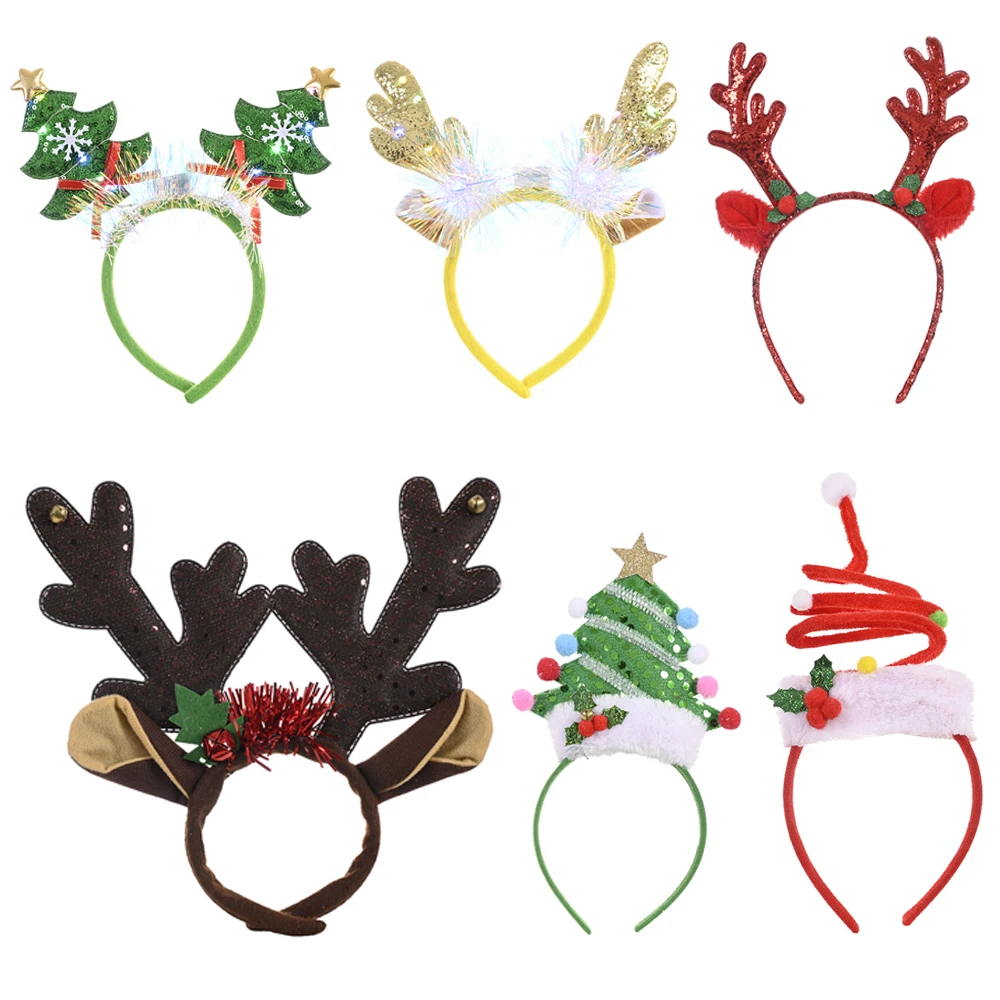 

1pcs Christmas Headband Santa Tree Elk Antlers Headband For Kids Adult Headwear Ornaments Christmas Decor Xmas Party Cosplay