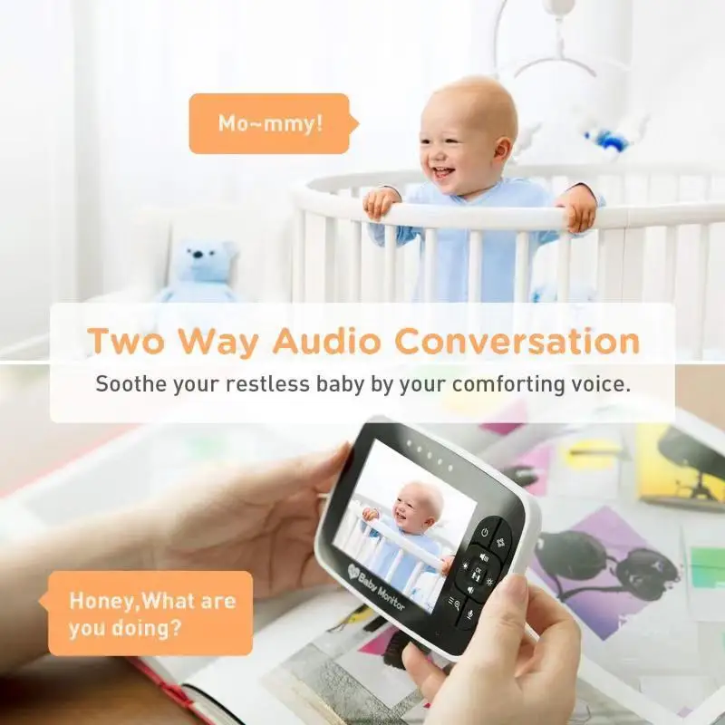 HelloBaby Baby Monitor-HB32 Video Baby Monitor with Camera & Audio -3.2  LCD display, WiFi Free two-way audio, infrared night Vision