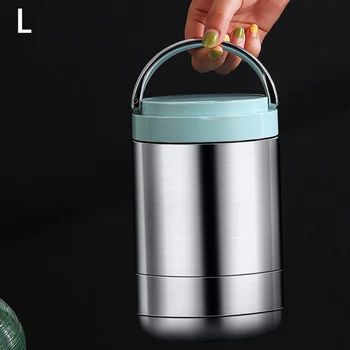 

304 Stainless Steel Insulated Lunch Box Blue Vacuum Food Container For Office Business Portable Picnic Box