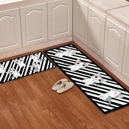 and white cat 3D Ковер для кухни 2 шт./компл. коврик для гостиной мультфильмы Детская комната ковер нескользящий туалетный коврик Симпатичные Коврики для спальни - Цвет: and white cat 3D
