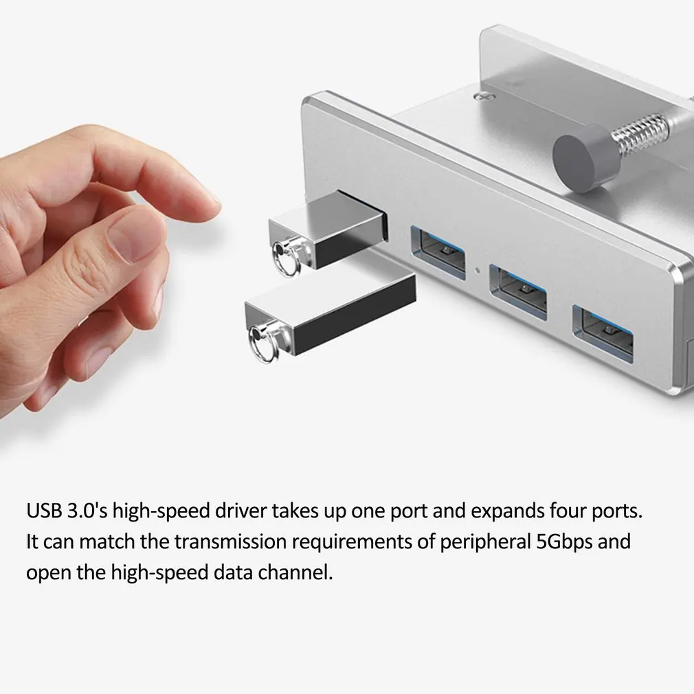 Алюминиевый Концентратор ORICO с 4 портами USB 3,0 с зажимом для настольного ноутбука, расширенный многоинтерфейсный концентратор