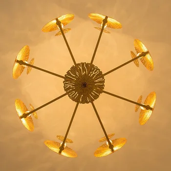 

Postmodern New Living Room Chandelier Hollow Lotus Leaf Luxury Dining Bedrom Suspended Luminaire Nordic Kitchen Bar Led Fixtures