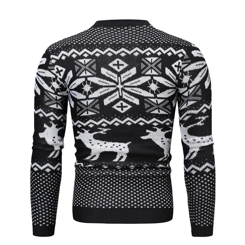 WENYUJH 2019 Autumn Winter Mens Causal Sweater Christmas Pullover O Neck Deer Printed Knitted Jumper Sweaters Slim Male Clothes