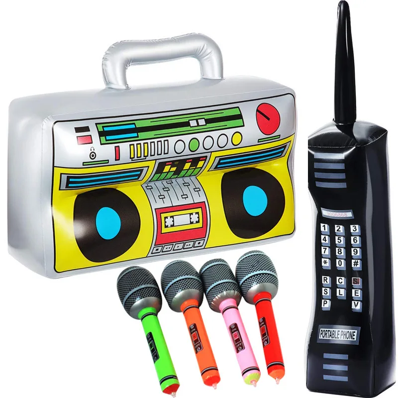 4 шт/SETInflatable бум коробка ПВХ радио надувной мобильный телефон 2 шт Надувные микрофоны смешной реквизит для фотографий вечерние украшения
