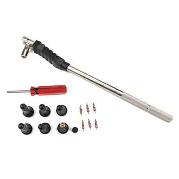 

6pc Copper Tire Valve Core Rubber Snap-In TR414 Stem+Puller+Installation Nozzle Repair Kit for General Motors Nissan Benz BMW