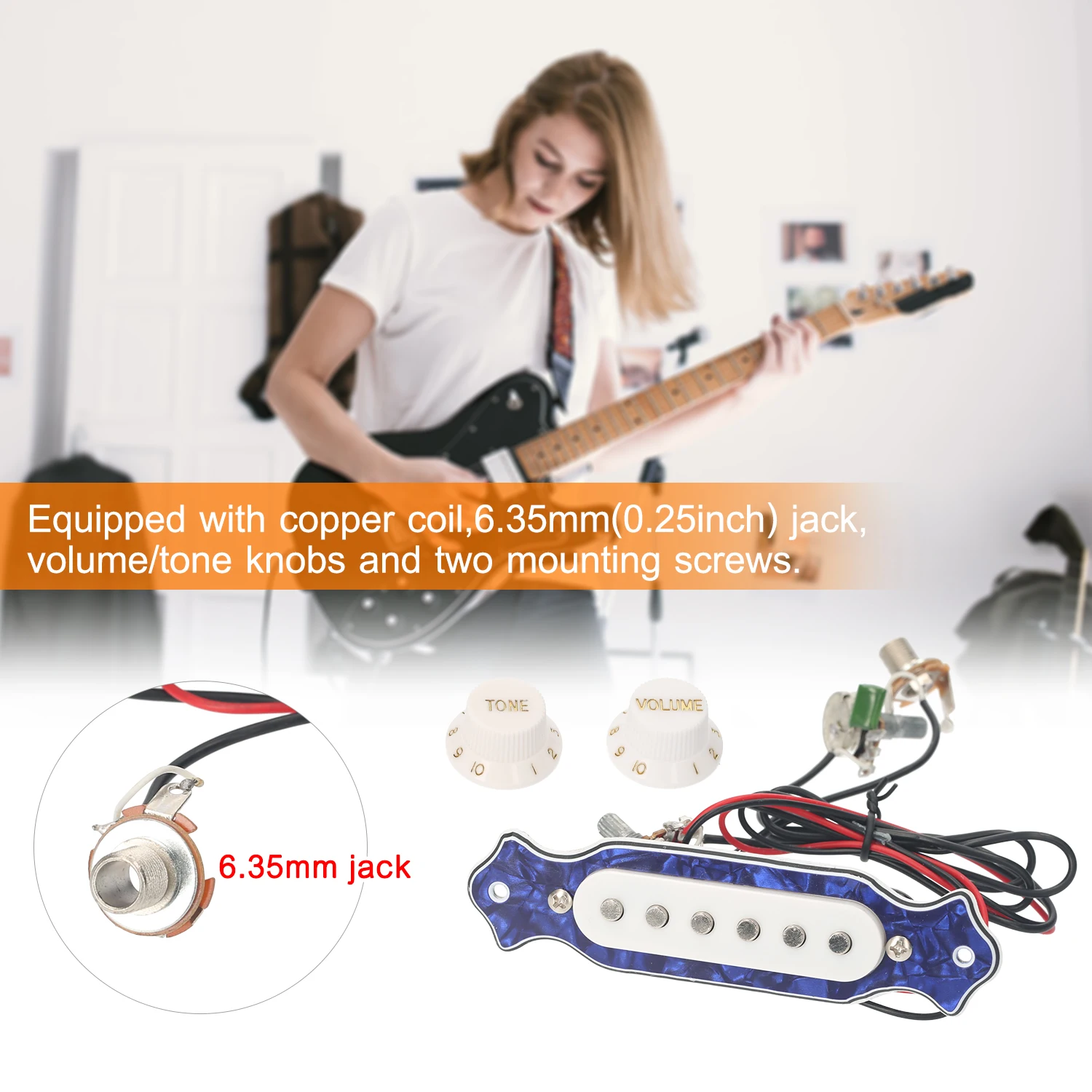 Micro guitare électrique Muslady Set de micro guitare prêt à installer avec  boutons de réglage du volume Jack 6,35 mm A - Cdiscount Instruments de  musique