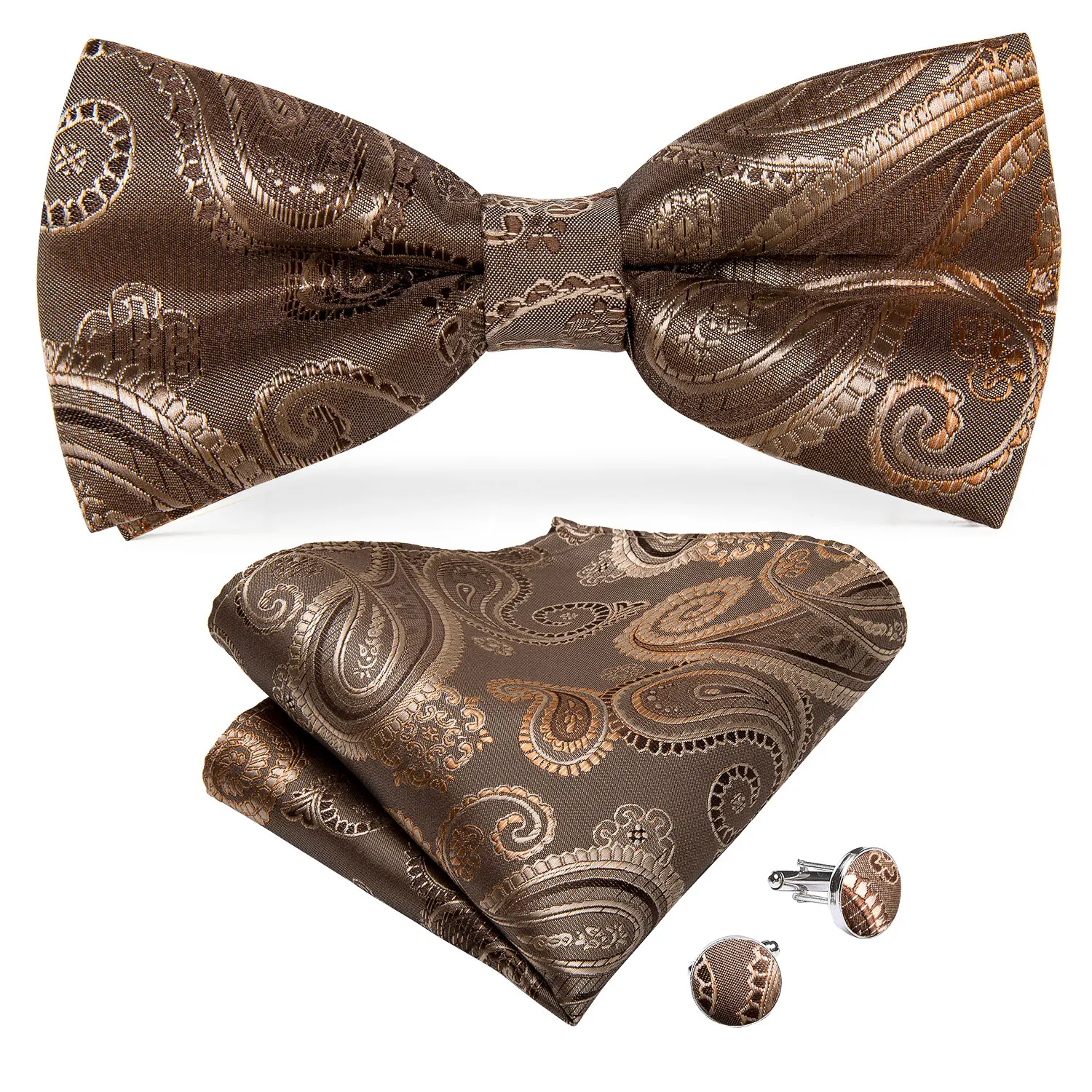 Men's Brown Orange Paisley Wedding Men Silk Waistcoat Vest Bowties Hanky Cufflinks Cravat Set for Suit Tuxedo DiBanGu MJ-113 Men's Brown Orange Paisley Wedding Men Silk Waistcoat Vest Bowties Hanky Cufflinks Cravat Set for Suit Tuxedo DiBanGu MJ-113