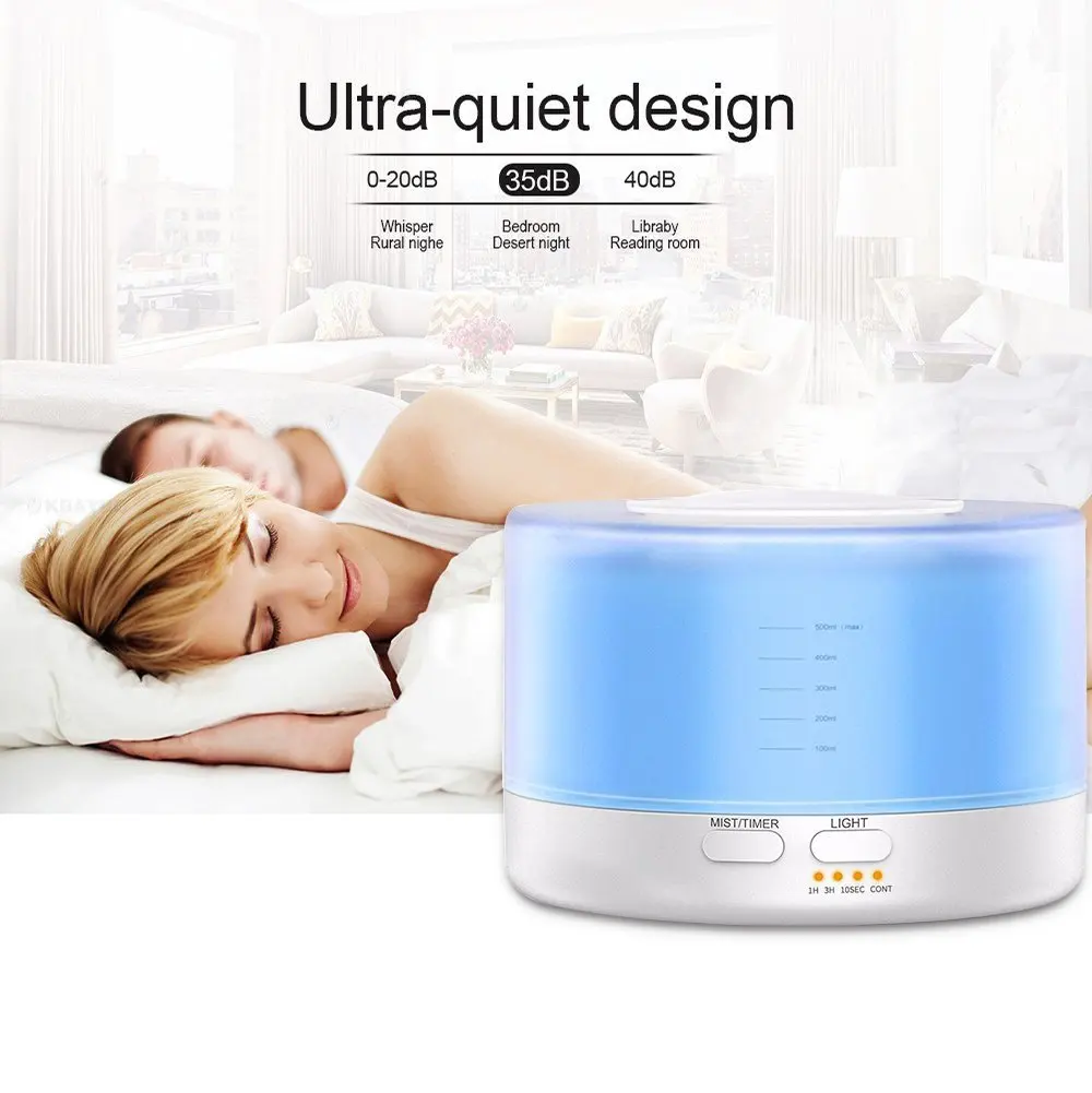 500ml Remote Control Ultrasonic Air Aroma Humidifier Timing 7 Color Light Electric Aromatherapy Essential Oil Aroma Diffuser