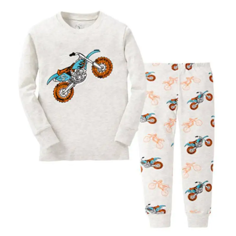 Осенне-зимние Детские пижамы с длинными рукавами, хлопок, детская одежда для сна, 1 комплект в партии - Цвет: Тёмно-синий