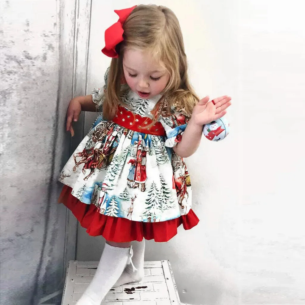 Рождественское платье-пачка для маленьких девочек; вечерние платья принцессы с красным бантом для дня рождения; кружевное платье; детская одежда; рождественские костюмы;