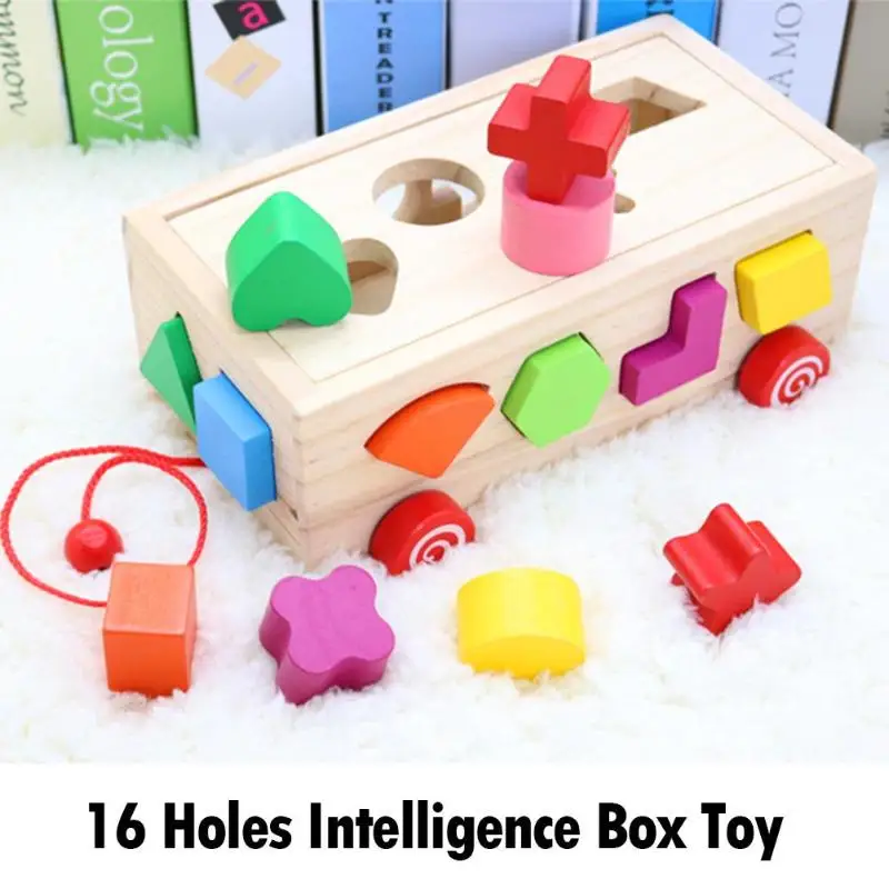 Wooden Montessori Intelligence Box Match Cognition Building Block Toys LH 