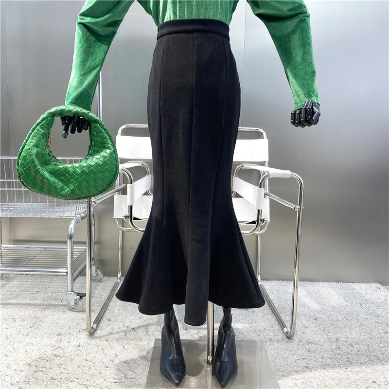 new-2021-goddess-slim-fishtail-skirt-with-velvet-versatile-high-waist-ruffle-edge-medium-and-long-hip-wrap-skirt
