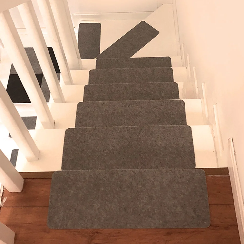 3PCS/Set Sound Insulation Adhesive Anti Bacterial Grip PVC Backed Hotel Stair Mats Washable Free Cutting Non Slip Easy Clean
