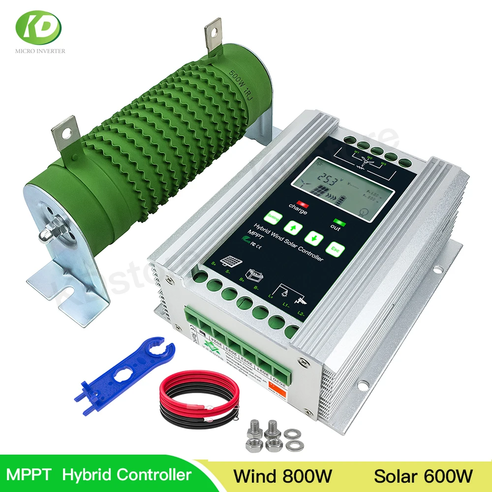 Nuovo 1400W Mppt Hybrid Wind Solar Charge Booster Controller Auto 12V 24V Tensione Carico Di Scarico Libero Regolare Per Batteria Al Piombo