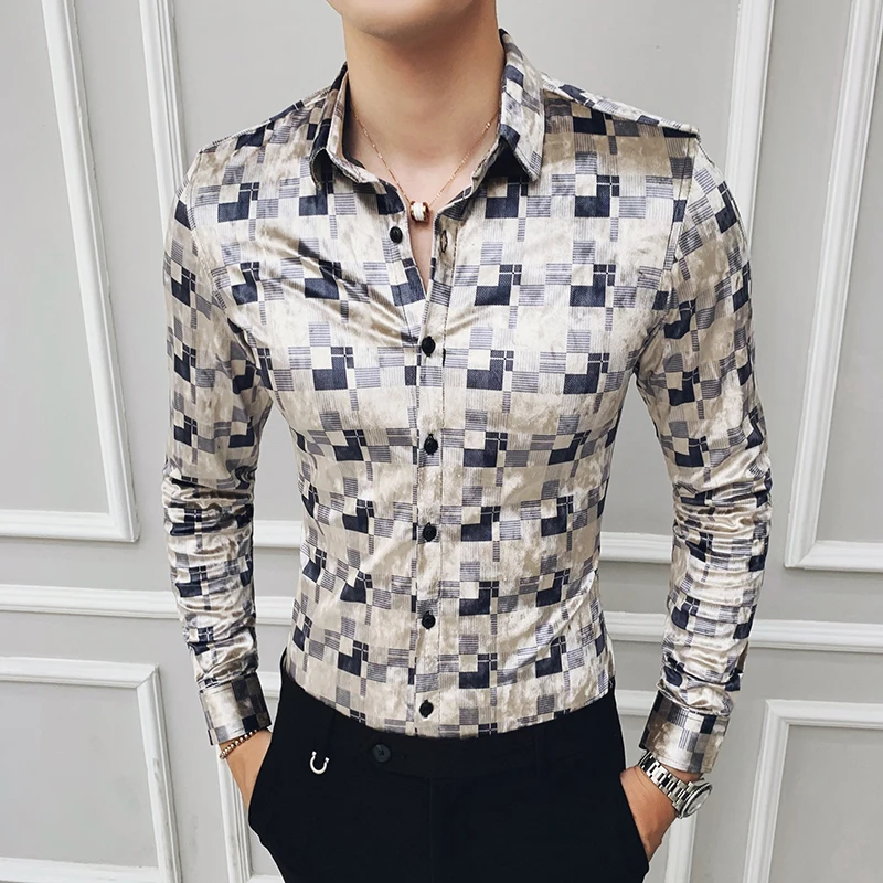 Мужская мода флисовые рубашки мужские бархатные рубашки Slim Fit утепленная одежда Мужские Винтажные рубашки соцклуб офисное платье