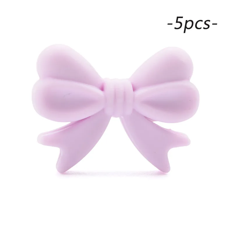 LOFAC Silicone Cartoon Bow Tie Beads - 5pcs Set for DIY Keychains & Jewelry Accessories