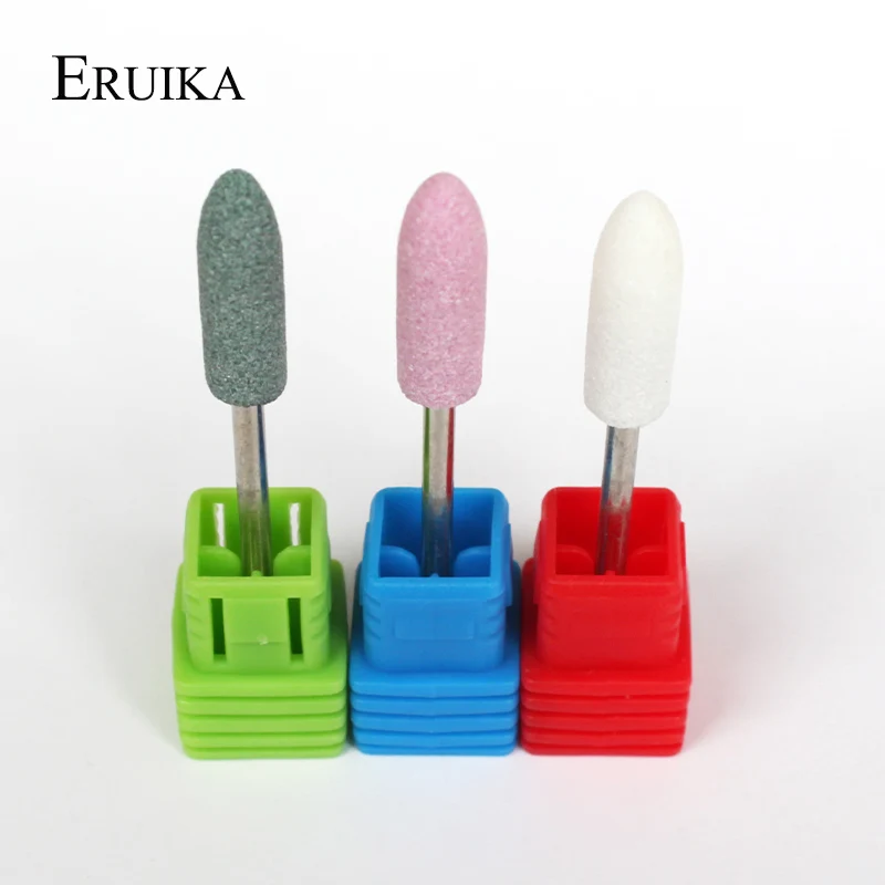 ERUIKA 1 шт. остроконечные острые фрезы для ногтей керамические фрезы для обработки камня Korund Matieral Электрический Резак для ногтей сверлильный станок для ногтей пилка для ногтей