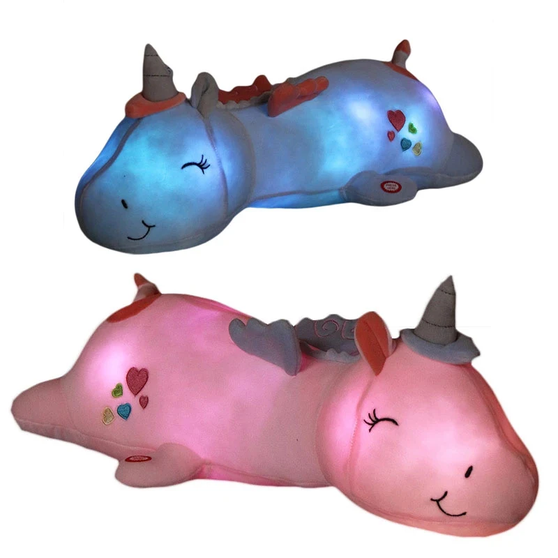 60CM Cute LED Light Unicorn Pillow Unicorn Plush Toys Lovely Luminous Animal Stuffed Dolls