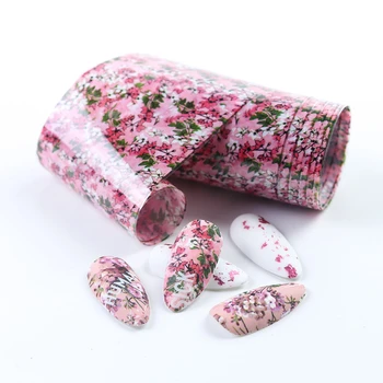 

10pcs Foil Nail Art Rose Flower Stickers for Nails Transfer Adhesive Wraps Paper Manicure Decoration Nail Art Decals