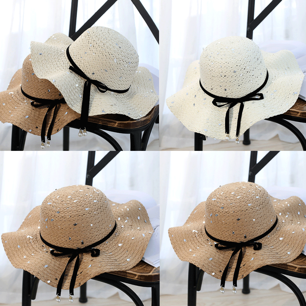 Hirigin Sommer Floppy Strohhut Damen breiter Krempe Strand Hut Sonne faltbare cappe