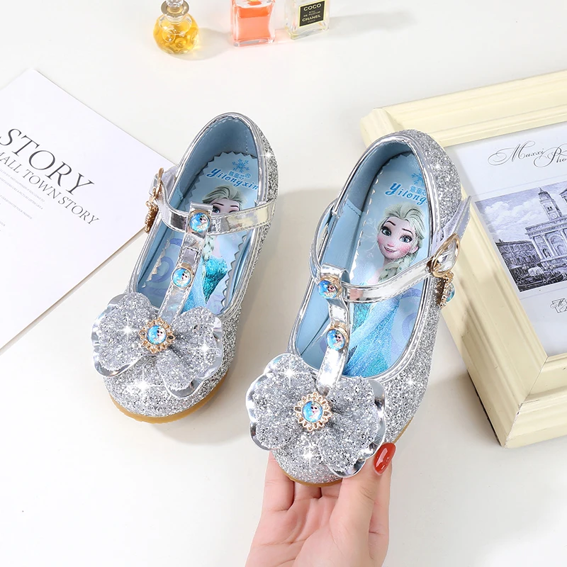 

Children shoes Gift for Girls Princess shining shoes Fashion cartoon Soft bottom quality leather shoes Performance show shoes