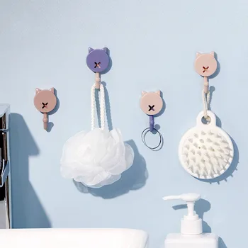

10 Pack Cute Meow Hook Foam Adhesive Nail-Free Bathroom Kitchen Strong Hook Hot Selling Sticky Hook key hanger wall