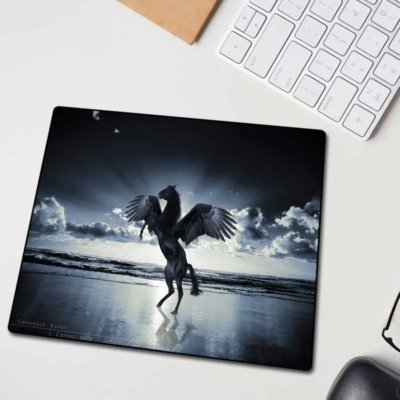  XGZ Seaside Scenery Custom Large Mouse Pad Black Lock Edge Animal Horse Computer Desk Mat Speed Non