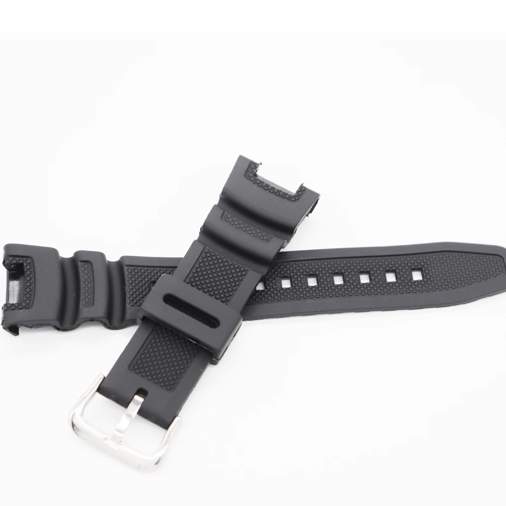 Black Sport Silicone Waterproof Watch Strap with Stainless Steel Buckle