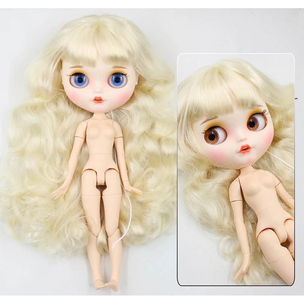 Neo Blythe Doll with Blonde Hair, White Skin, Matte Smiling Face & Custom Jointed Body 1
