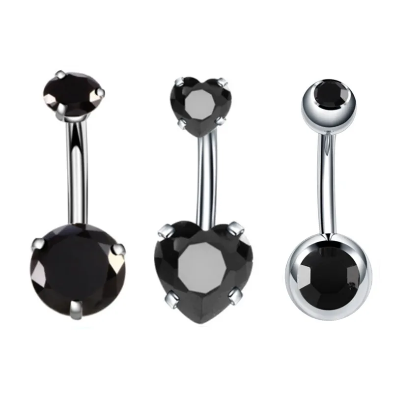 JOERICA 3-6PC 14G Stainless Steel Belly Button Rings - CZ Inlaid Navel Jewelry - View #14