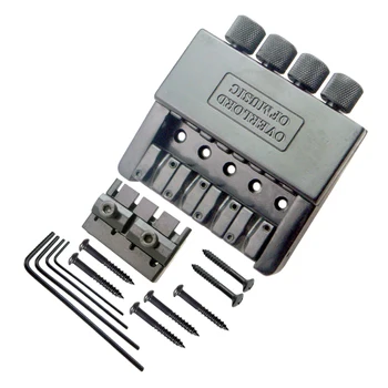 

1 Set 4 String Saddle Headless Bridge Tailpiece with Screws Kit for Electric Guitar Parts - Black