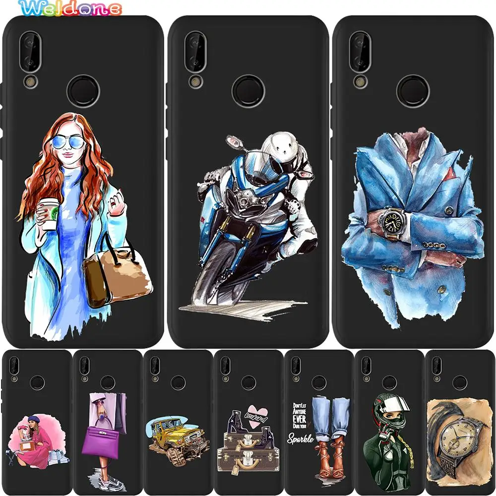 Модный кожаный чехол для девушек черный телефона Racer Huawei P30 P20 Lite Pro P10 P9 Mate 20 30 10 Etui |