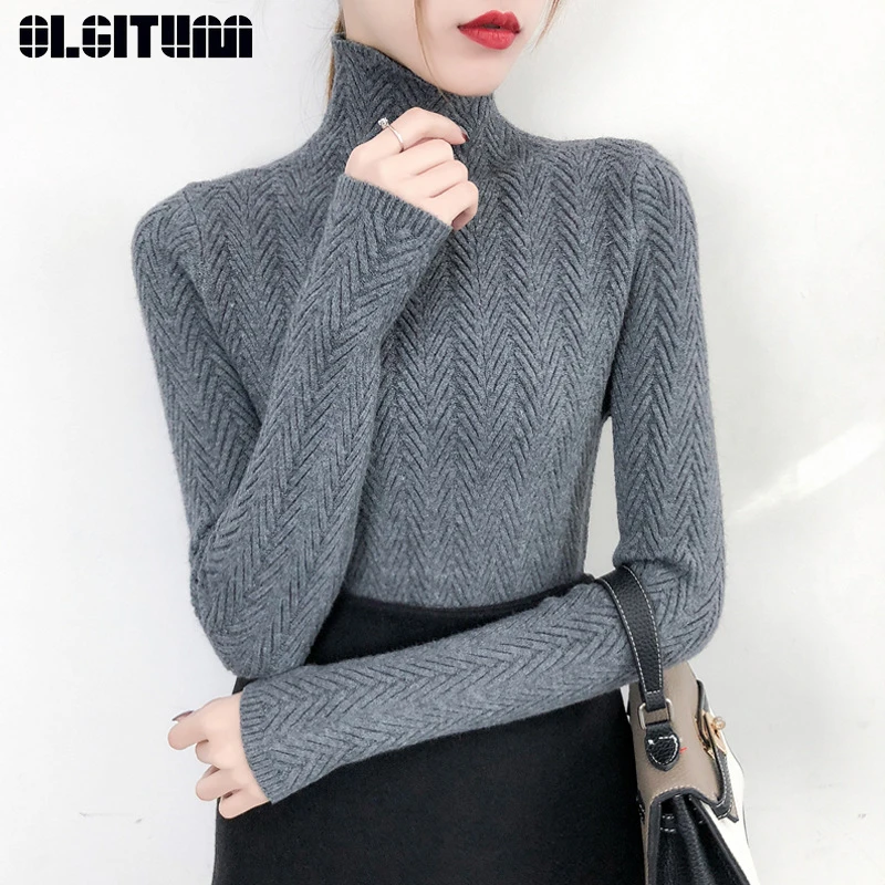 Warm Turtleneck Bottoming Women Sweater Autumn and Winter 2020 New Slim Long Sleeve Tight Knitted Bottom Shirt Thick Jumper Top | Женская