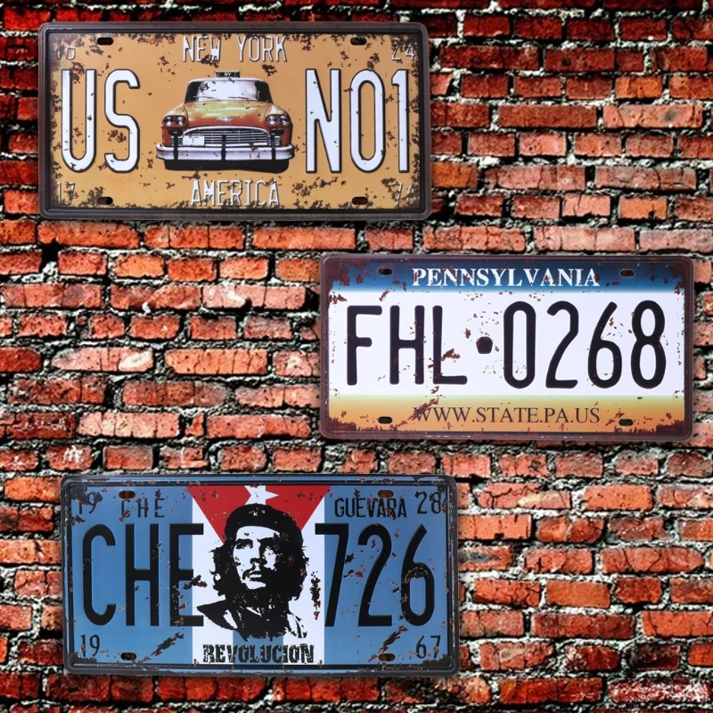 

30x16cm Vintage Metal Tin Signs Route 66 Car Number License Plate Plaque Poster Bar Club Wall Garage Home Decoration