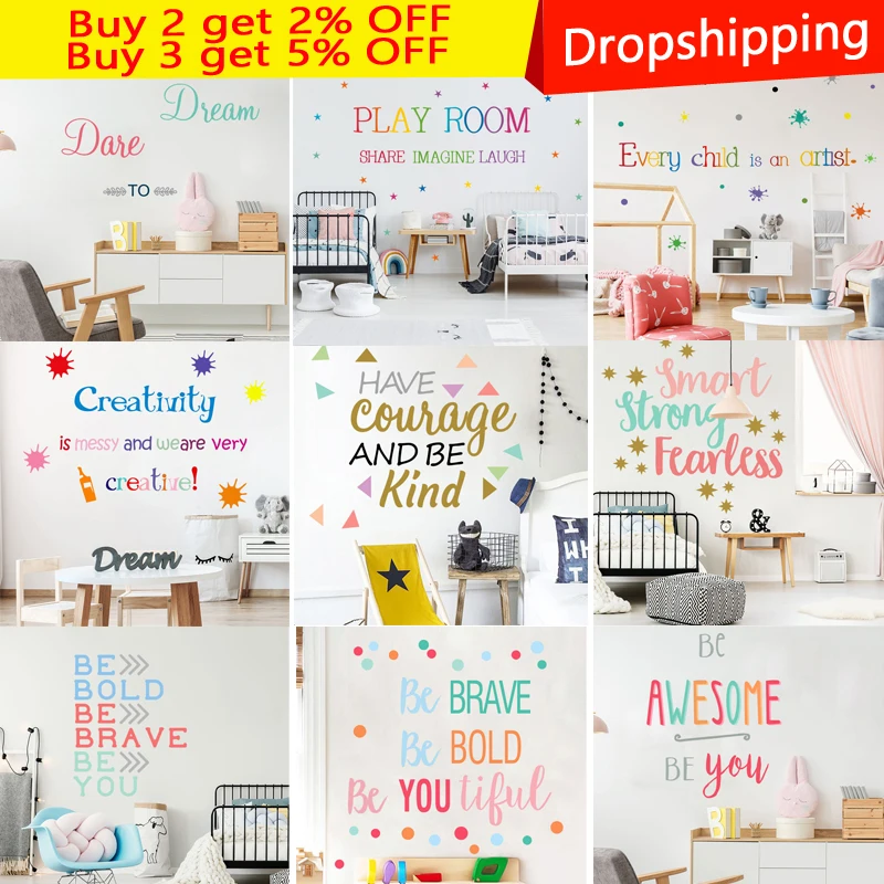 

Colour Font Motto Inspirational Quotes Wall Art Bedroom Decorative Stickers Diy Home Decals Mural Art Poster Vinyl Paper