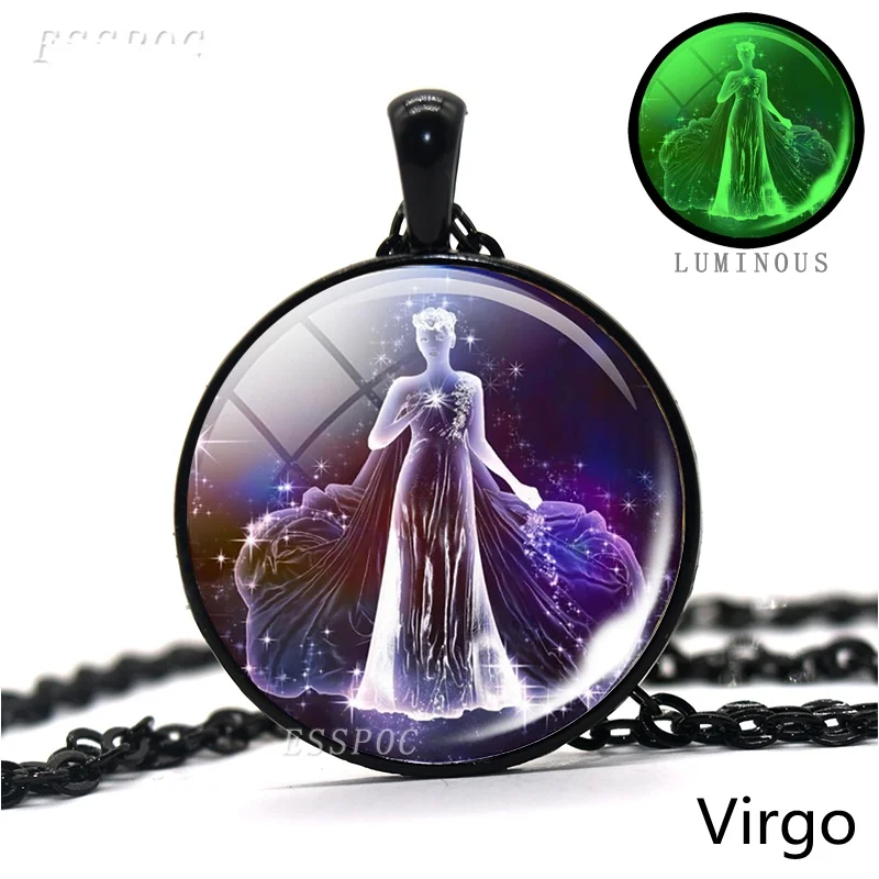 Collana Uomo 12 Segni Zodiacali Che Si Illumina Al Buio - Ciondolo Quadrato Con Cordino In Pelle, Regalo Di Moda