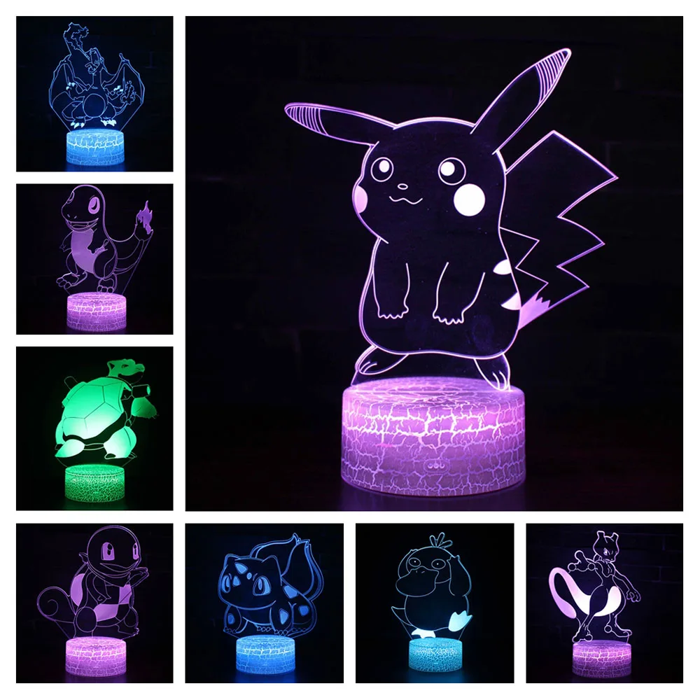 Pocket monster 3D Light LED Table Lamp Illusion Night Light Psyduck pikachu Model 7 Colors Changing 3AA Battery Powered USB Lamp Pocket monster 3D Light LED Table Lamp Illusion Night Light Psyduck pikachu Model 7 Colors Changing 3AA Battery Powered USB Lamp