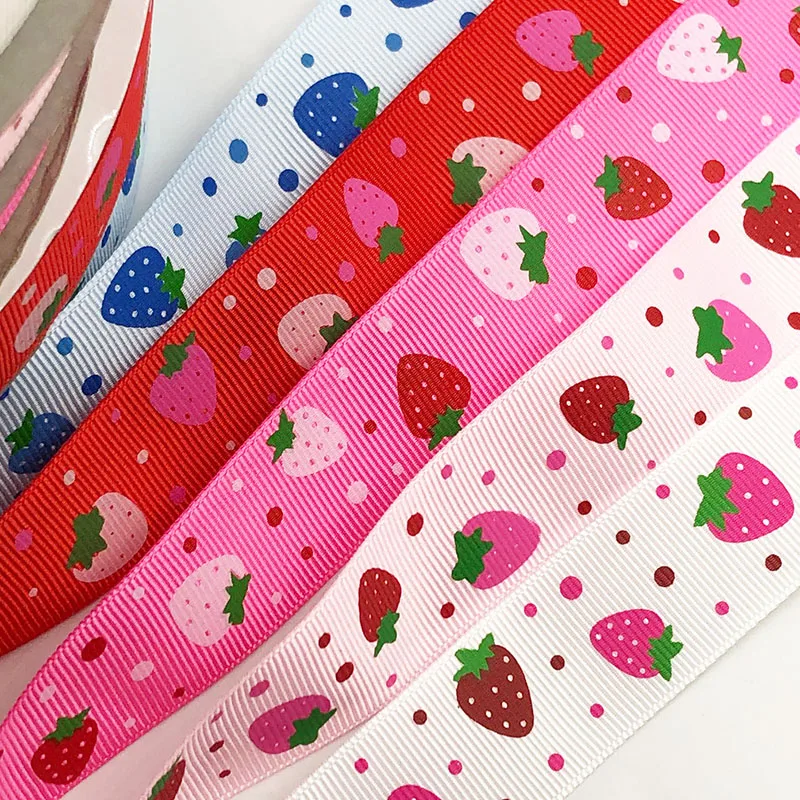 Mix Color 5 ярдов 25 мм ширина печатная Клубничная Корсажная Лента Свадебная вечеринка декорация рукоделие хобби для изготовления бантов для волос - Цвет: Mix Color