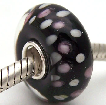 

PJG2183 100% S925 Sterling Silver Beads Murano Glass beads Fit European Charms Bracelet charms diy jewelry Lampwork GlassBeads