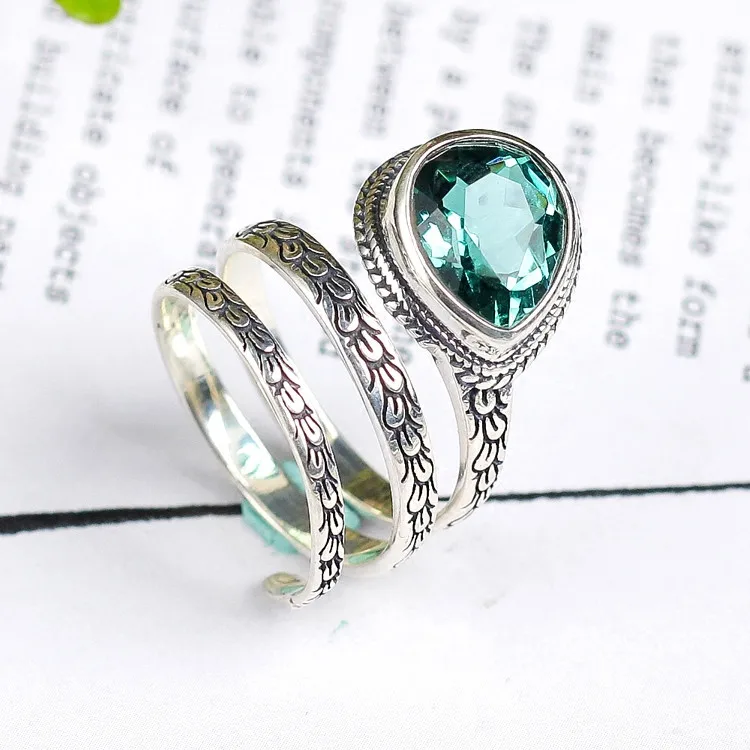 V. YA Настоящее серебряное намоточное кольцо 925 пробы, нежное, любимое, зеленое, CZ кольцо на палец для женщин, девушек, Стерлинговое Серебро, ювелирное изделие, свадебный подарок
