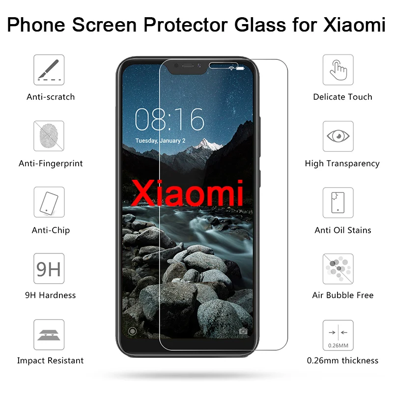 Tempered Glass for Mi 5 4S 4C 4i 3 2 Screen Protector Xiaomi A2 Lite A1 Toughed Protective on Pocophone F1 | Мобильные телефоны и