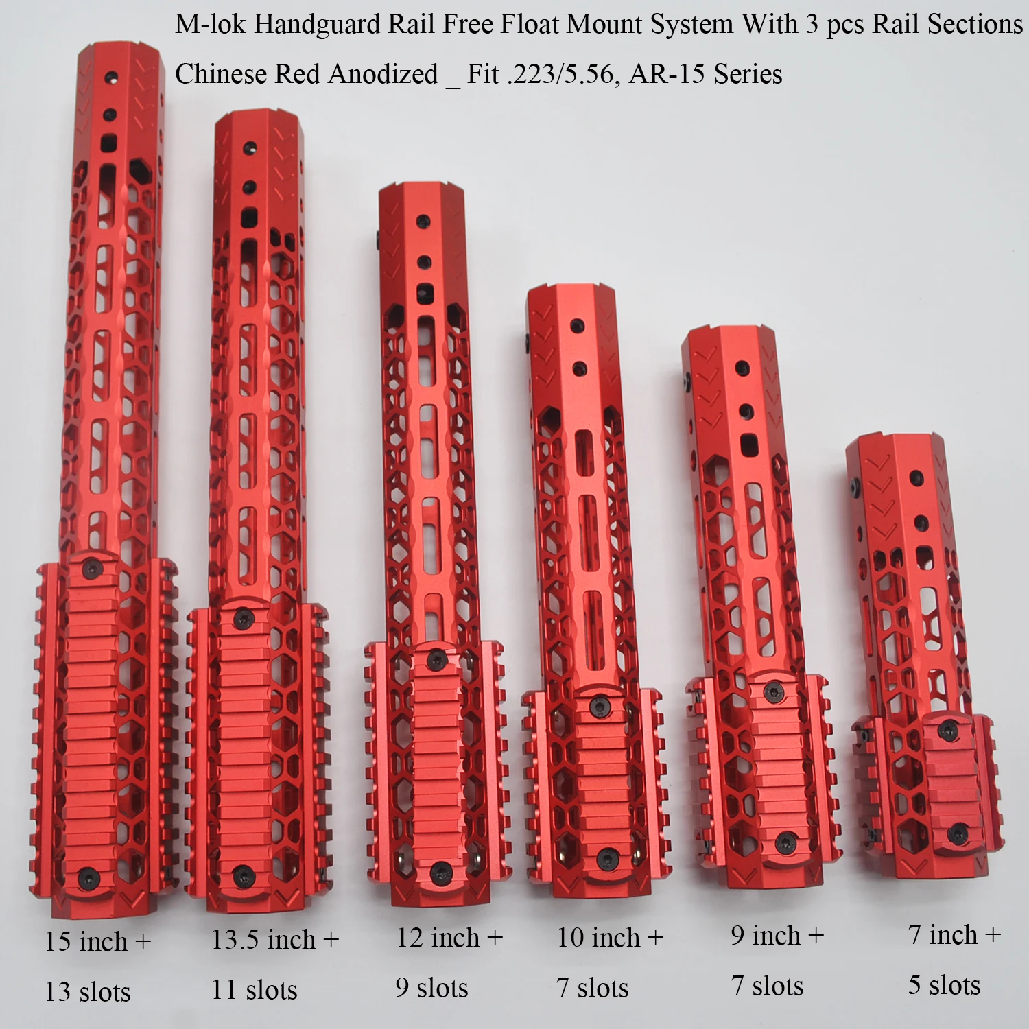 Aplus 7 ''9'' 10 ''12'' 13. 5 ''15'' уникальный дизайн M-lok Handguard реечное трубчатое цевье система крепления с 3 шт M-lok Rail Sections_Red